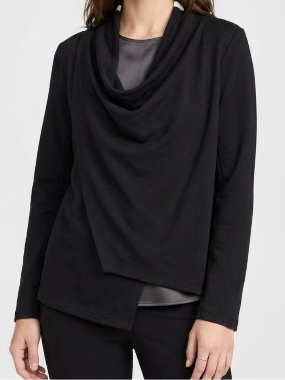 NORDSTROM | STEM Crossover Wrap Drape Cardigan Zippered Jacket Black XS